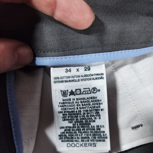 DOCKERS Signature Khaki 34x29 Straight Fit D2 Flat Front Gray #216 - Picture 4 of 9